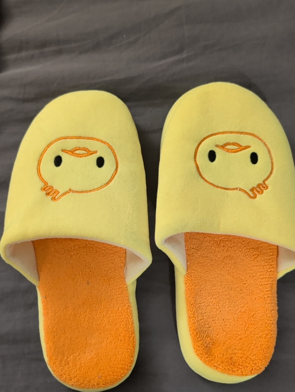 Yellow Chick Plush Slip-On Slippers with Orange Insole